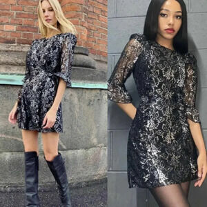 The Vampire's Wife Mystique Dress by H&M Black Silver Sz Small